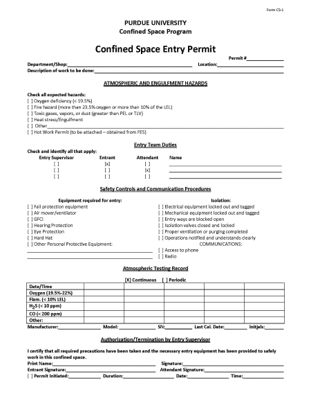 clickable link to the confined space entry permit
